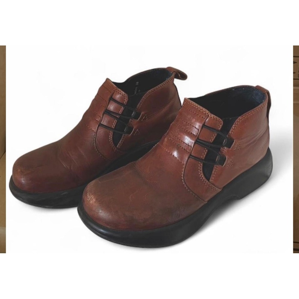 Dansko Ankle Boots Women Size 39 8.5-9 Brown Leather Slip On Platform Comfort